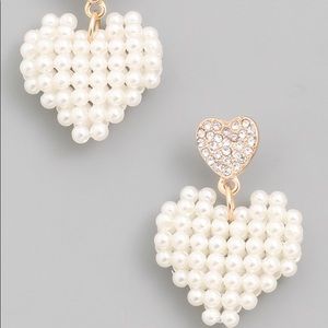 Pearl Heart Drop Earrings
